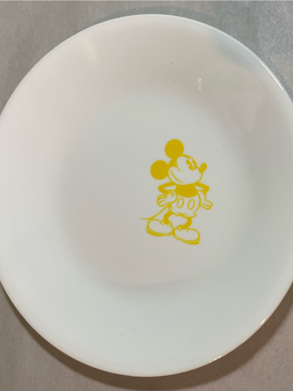 White Disney Dessert Plate with Yellow Character Accent
